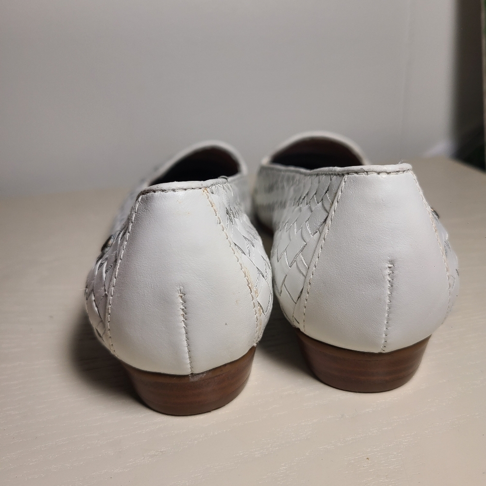 Etienne Aigner White Woven Leather Loafers Flats Size 6 - Picture 11 of 16